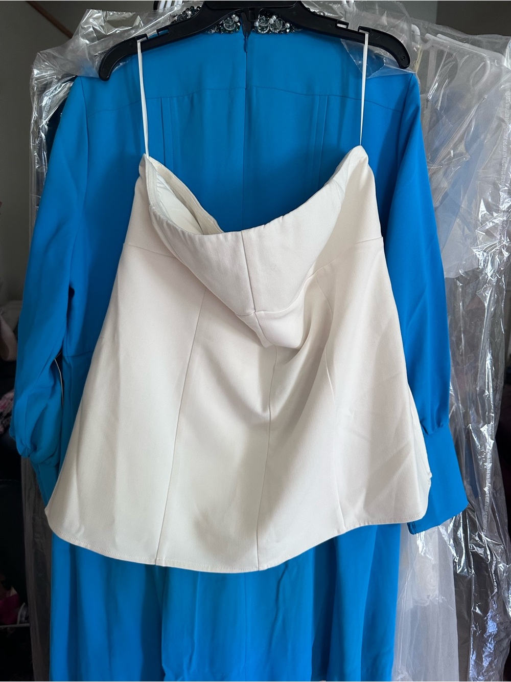 French Connection Cream Strapless A-Line Top with Sweetheart Fold